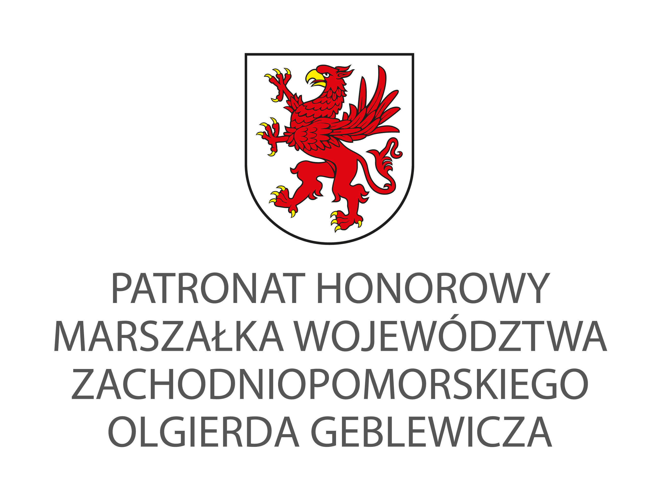 Logotyp Urzędu Marszałkowskiego Województwa Zachodniopomorskiego wraz z tekstem pod logotypem patronat honorowy Marszałka województwa zachodniopomorskiego Olgierda Geblewicza